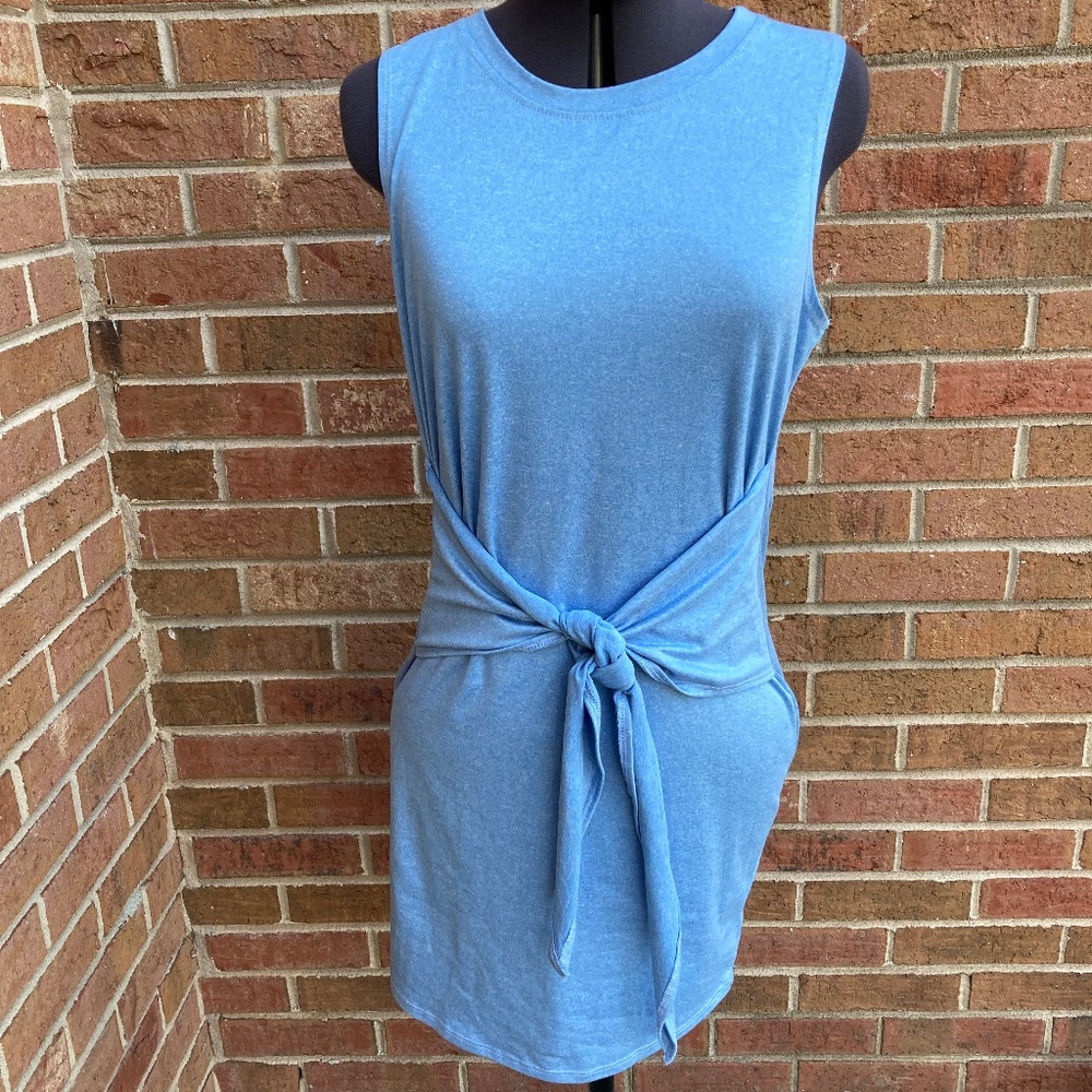 Pink Lily Sky Blue Tie-Front Mini Dress - Picture 6 of 12